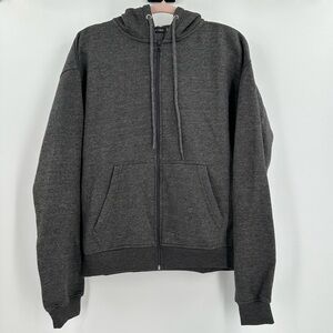 I Saw It First Women’s Charcoal Gray Oversized Full Zip Hoodie K Pocket Size 6